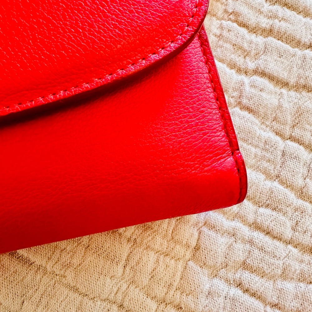 COACH Bold Coral Red Leather Wallet With Removable Checkbook Cover - Picture 6 of 14